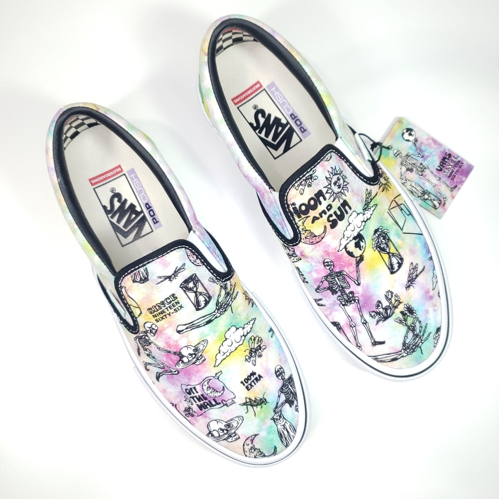 Vans Skate Slip-on PopCush Duracap Shroom Doom Skeleton size Men's 10.5
